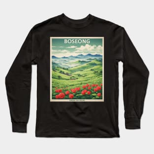 Boseong Green Tea Fields South Korea Travel Tourism Retro Vintage Long Sleeve T-Shirt